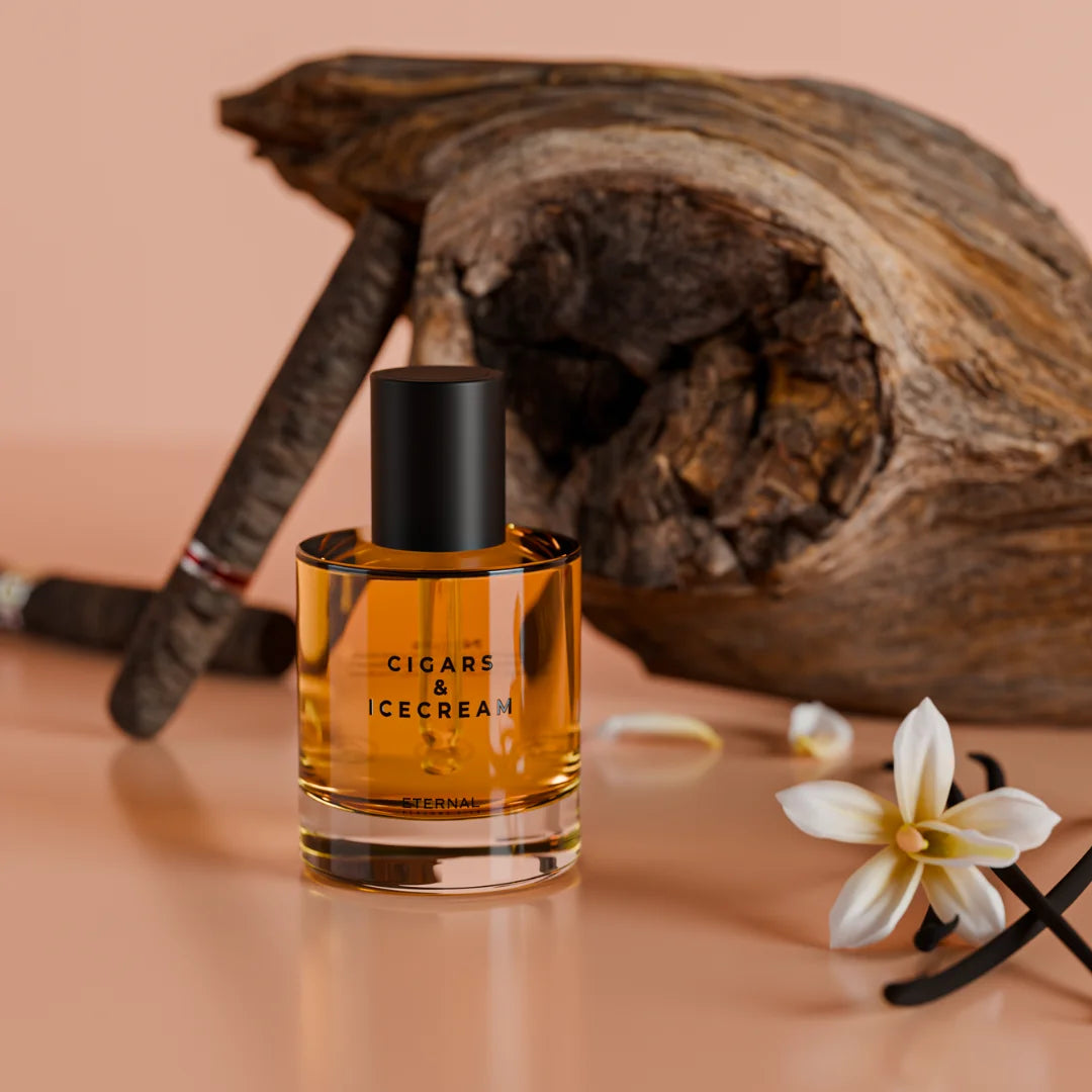 Cigars and Ice Cream perfume oil bottle with a dropper