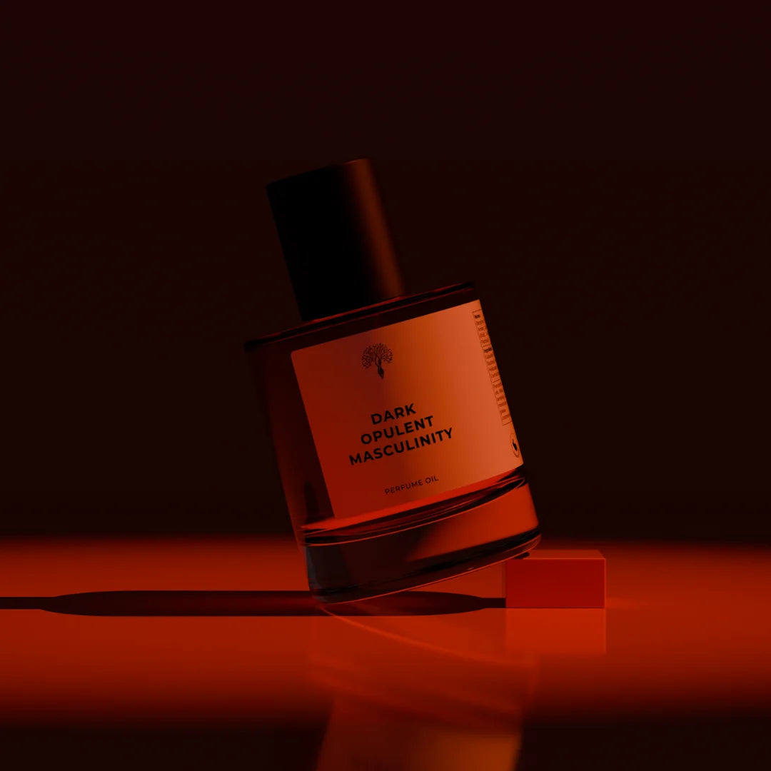 Dark Opulent masculinity perfume bottle with dropper