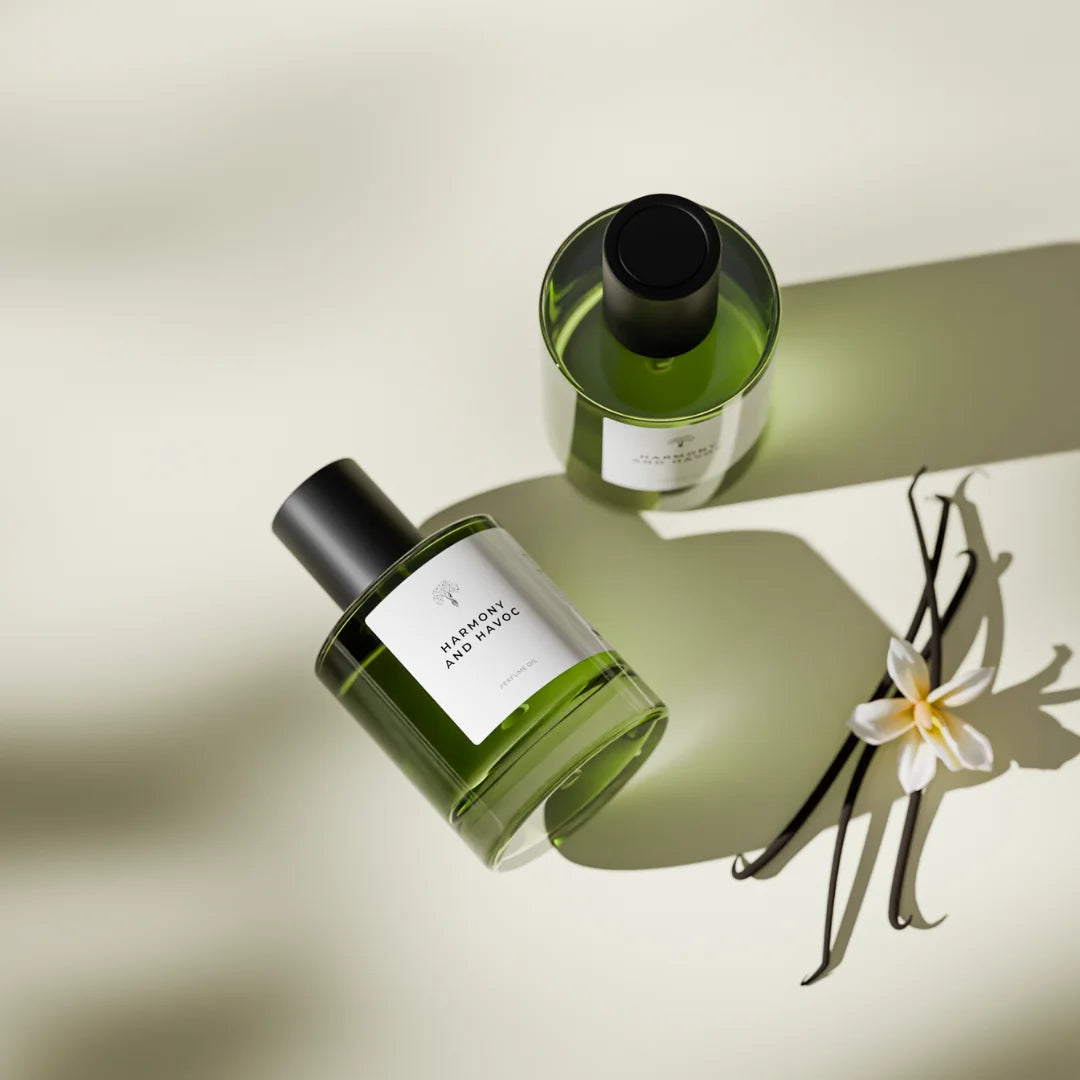 Harmony & Havoc perfume oil bottle with a dropper