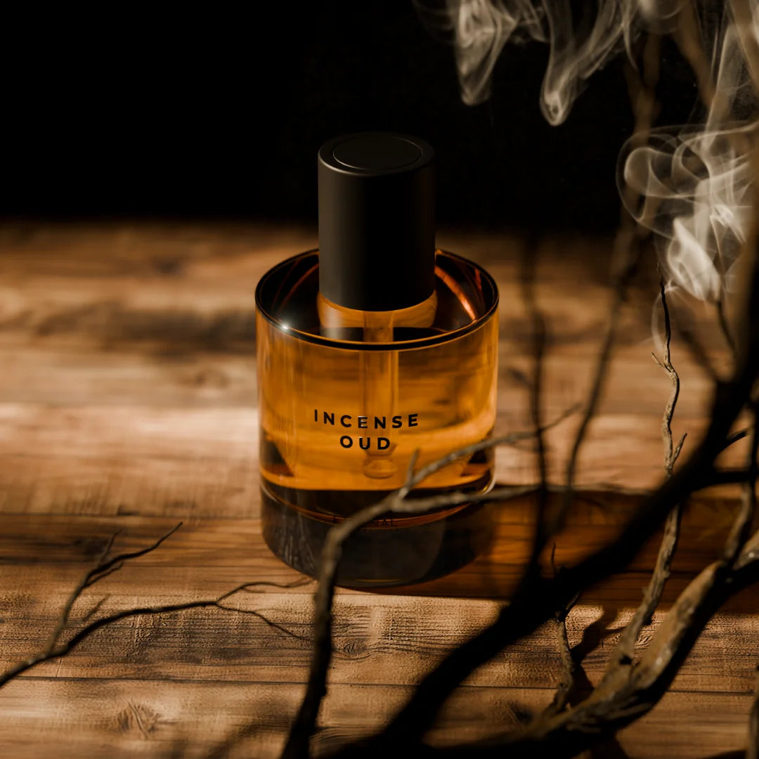 Incense Oud perfume oil bottle with a dropper