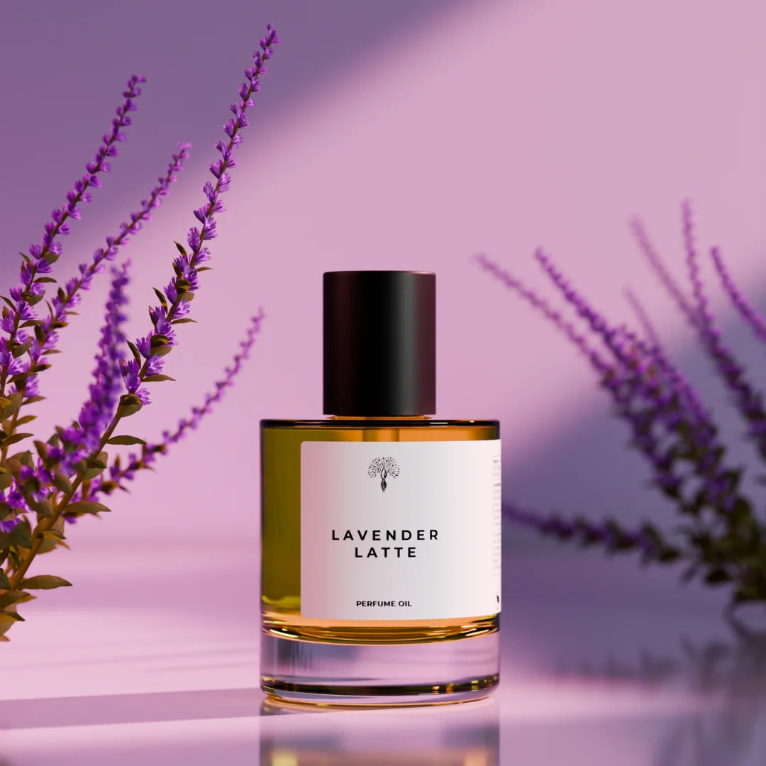 Lavender Latte perfume bottle with dropper