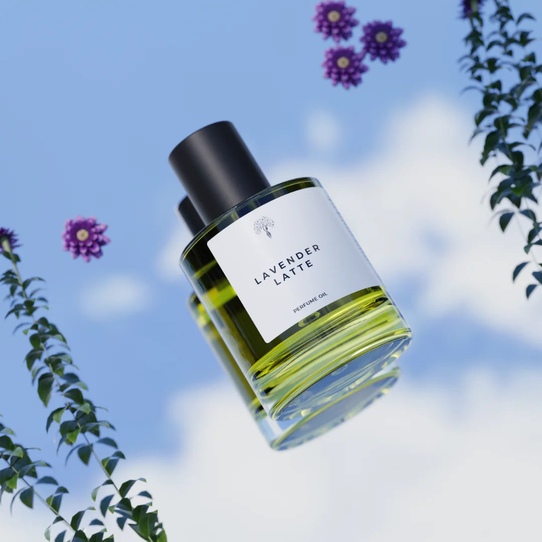 Lavender Latte perfume oil bottle with a dropper
