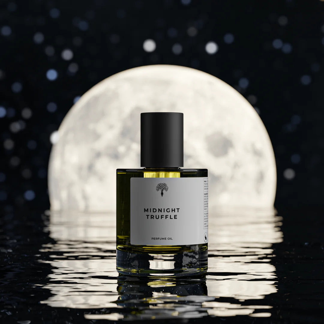 Midnight Truffle perfume oil bottle with a dropper