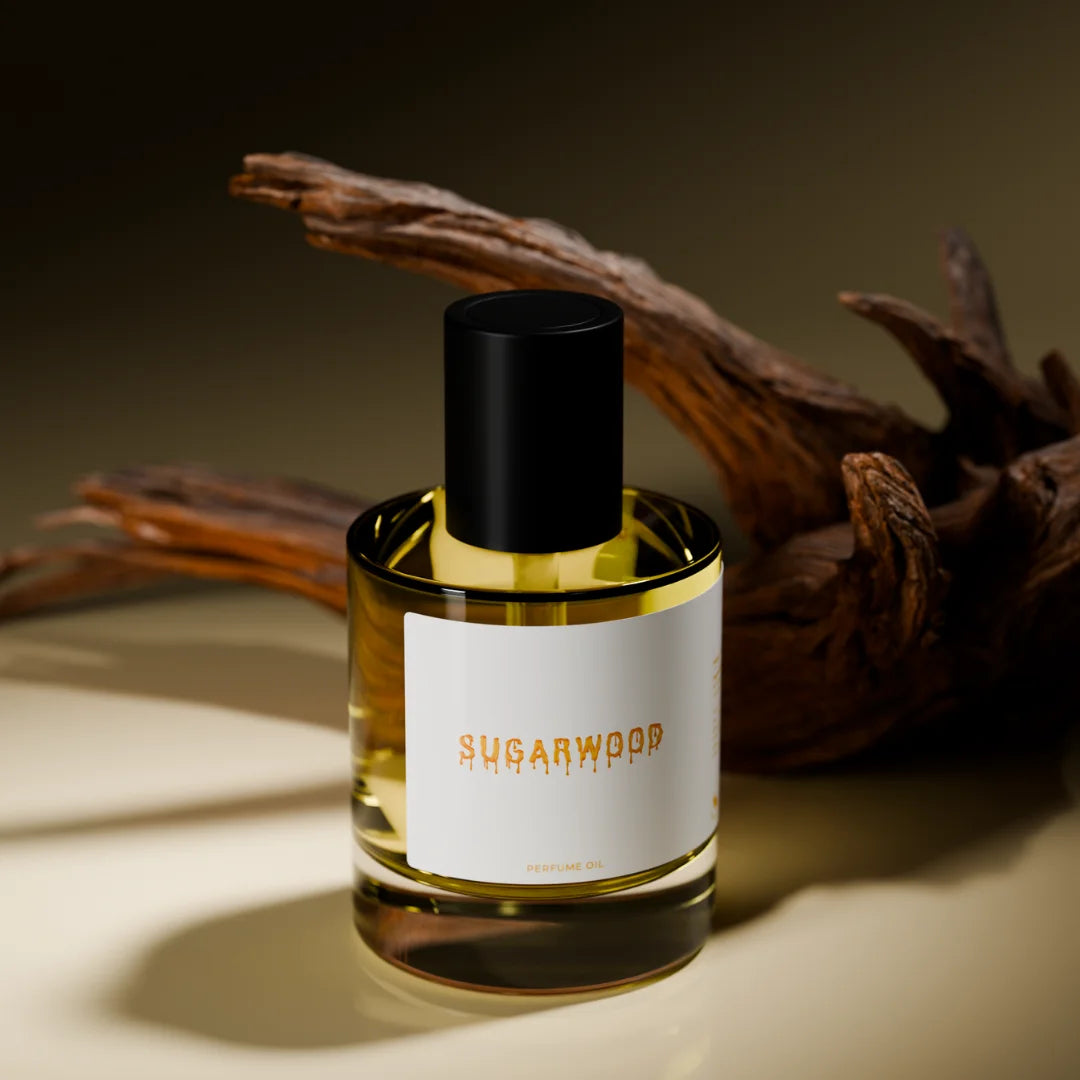 Sugarwood perfume oil bottle with a dropper