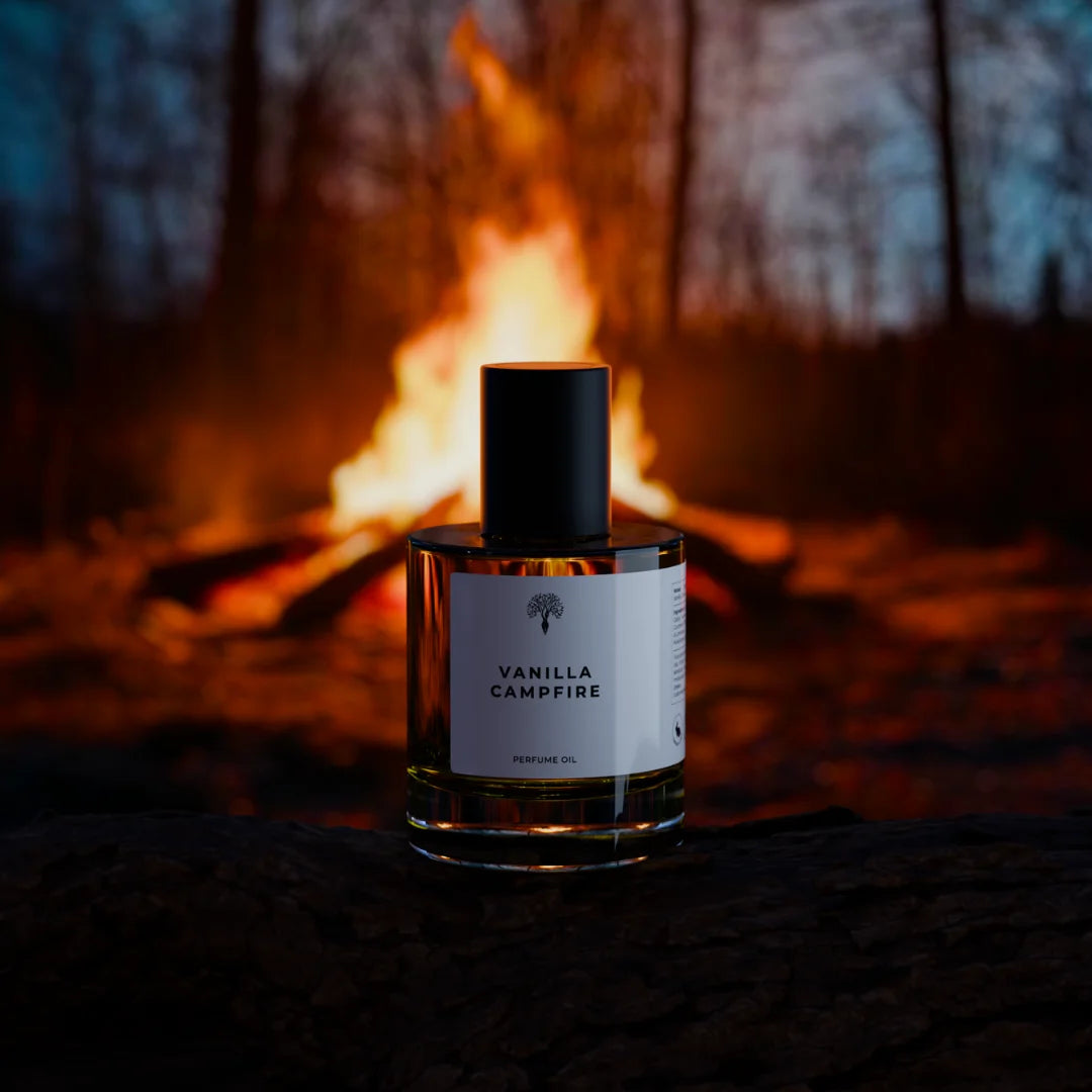 Vanilla Campfire perfume bottle with dropper