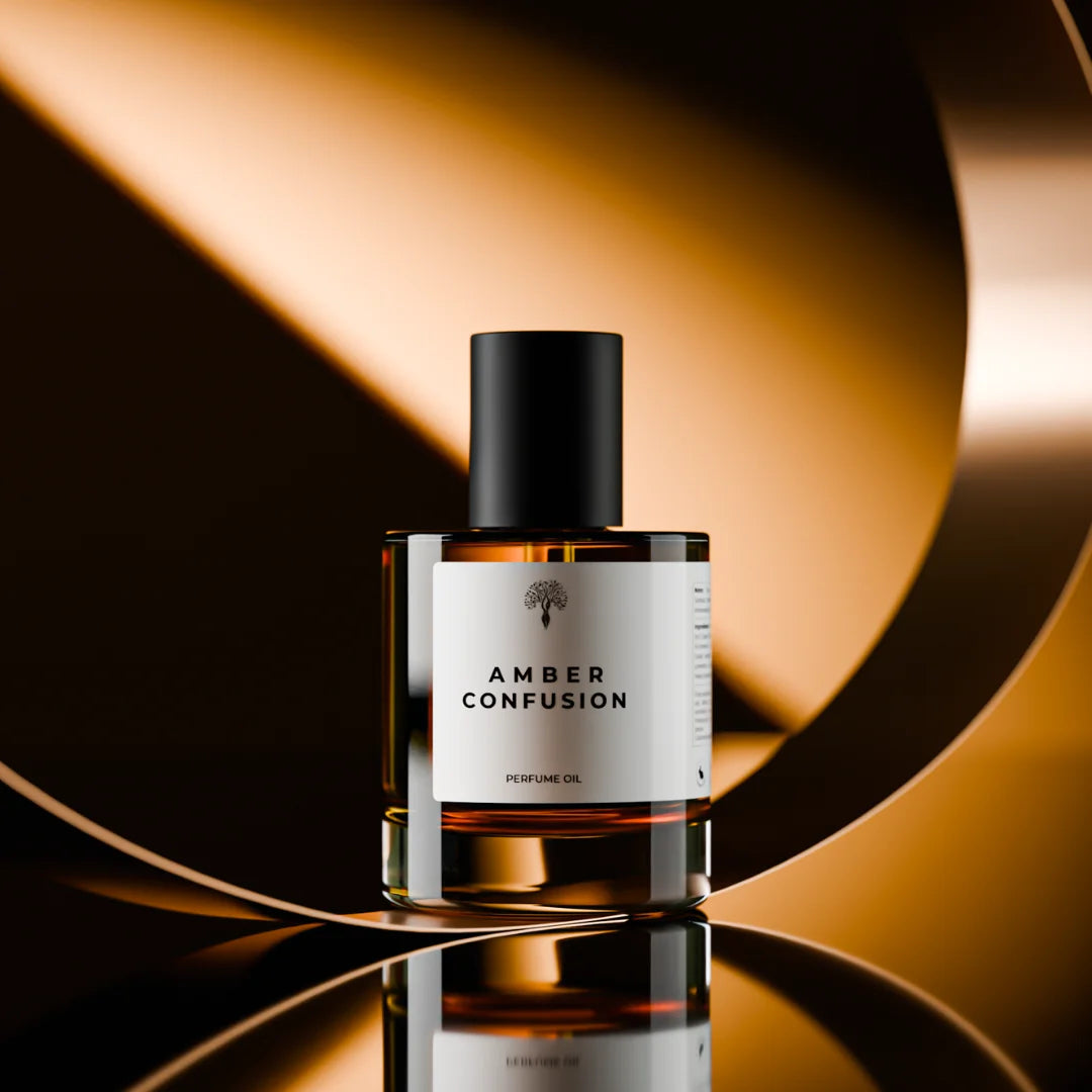 Amber confusion perfume bottle with dropper
