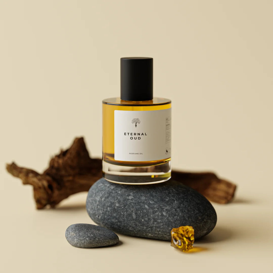 Eternal Oud perfume oil bottle with a dropper
