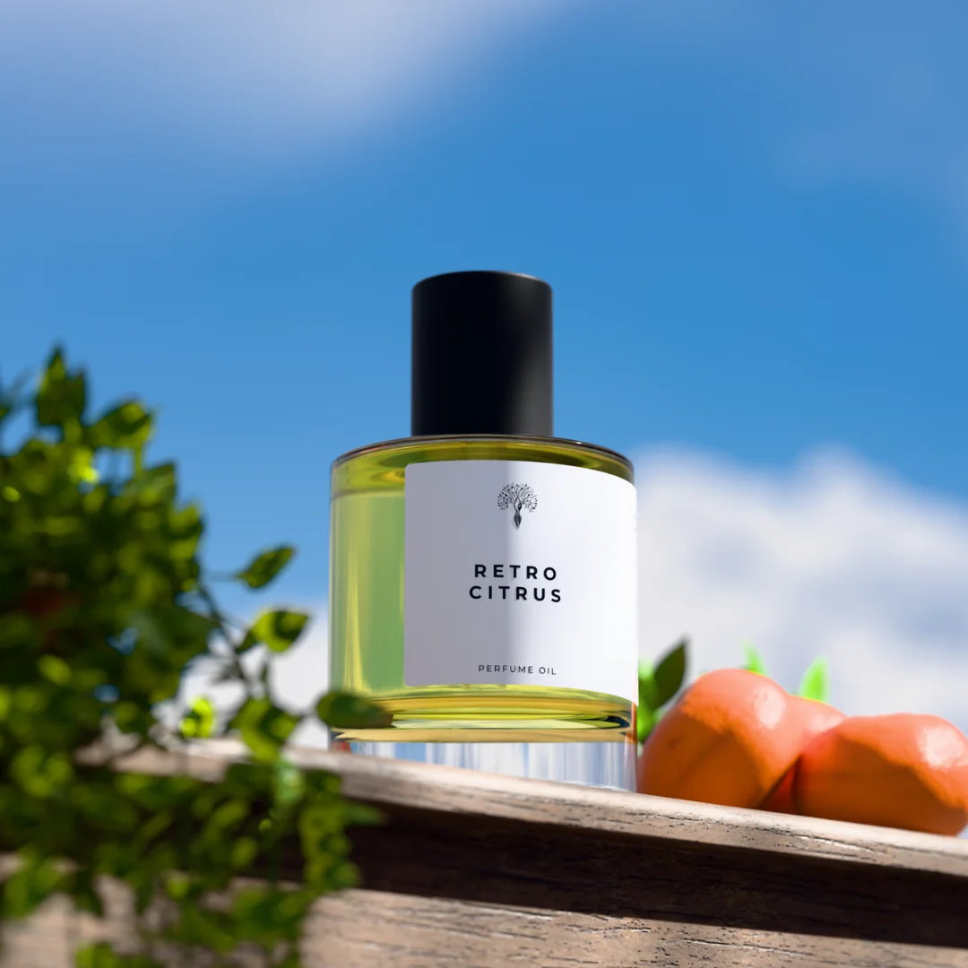 Retro Citrus perfume oil bottle with a dropper