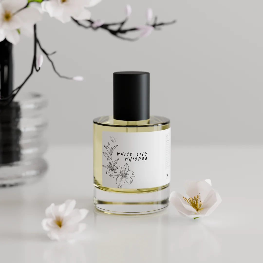 White Lily Whisper perfume oil bottle with a dropper